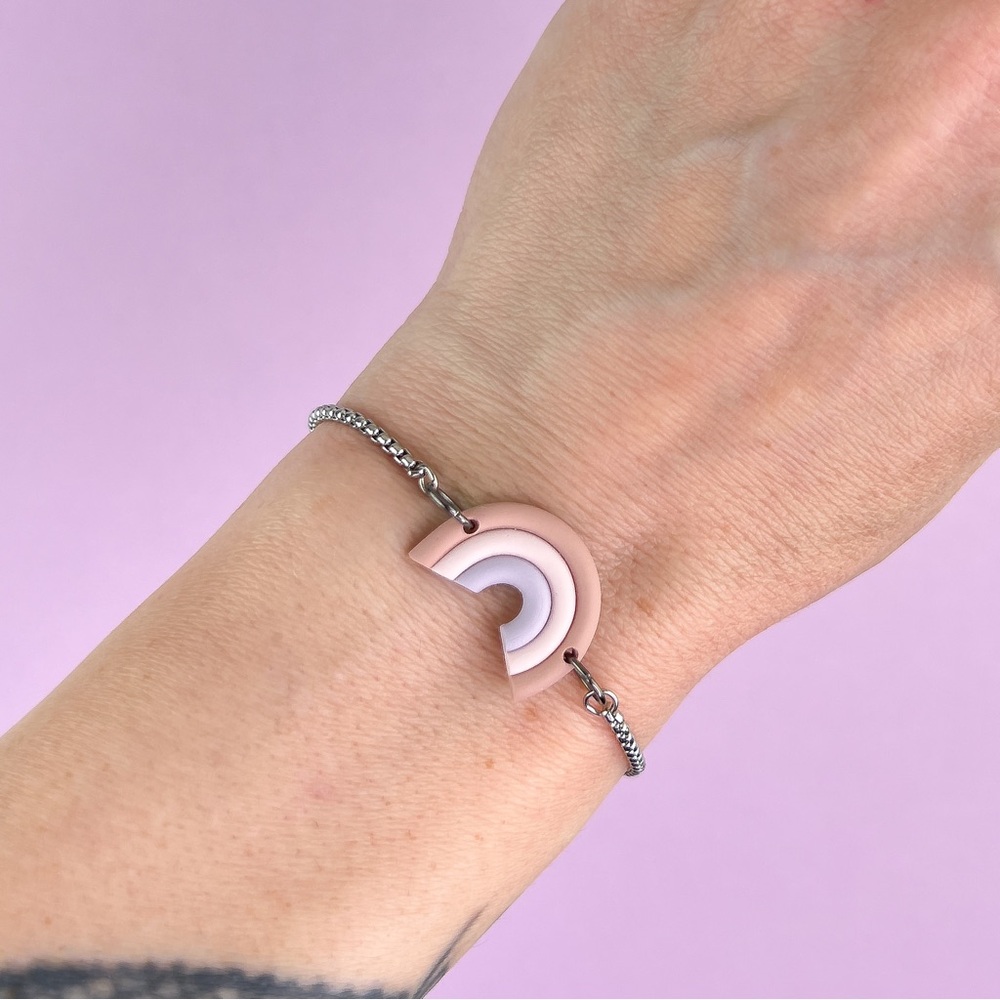 Boho Rainbow Handmade Polymer Clay Adjustable Bracelet